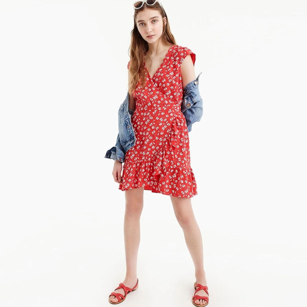 J. Crew Red Floral Mini Dress